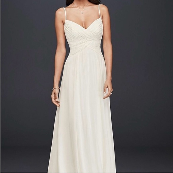 David's Bridal Dresses & Skirts - David's Bridal Ivory Gown with Spaghetti Straps